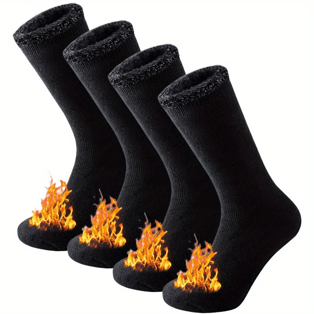 2-Pack Thermal Crew Socks (Unisex) – Fleece-Lined Winter Socks for Hiking & Skiing - 3KDyn